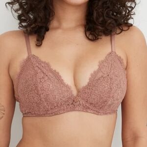 🌻AERIE REAL POWER WIRELESS PUSH UP EYELASH LACE BRA SIZE 32C